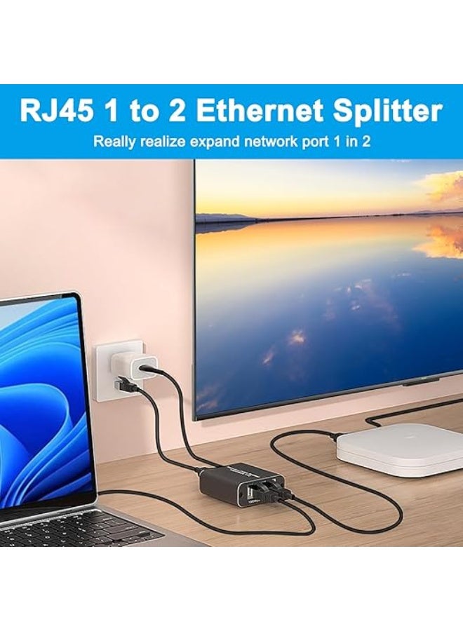 مشترك كابل شبكة (إيثرنت) 1 إلى 2 عالي السرعة - 1000 ميجابت/ثانية مع كابل طاقة USB يدعم جميع أنواع الكابلات - Image 5